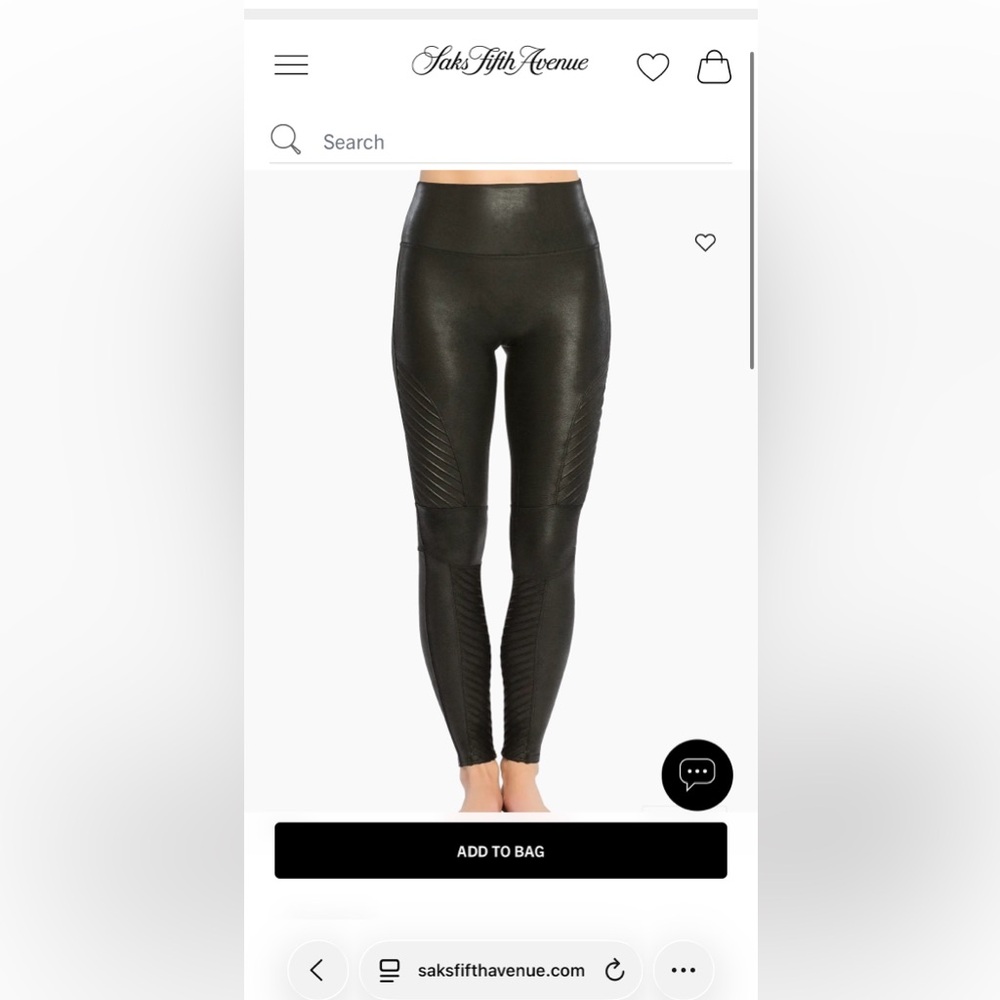 SPANX Black Faux Leather Moto Leggings